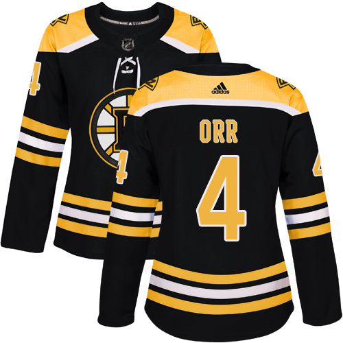 Adidas Bruins #4 Bobby Orr Black Home Authentic Women's Stitched NHL Jersey